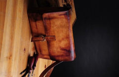 Handmade Vintage Brown Leather Mens Messenger Bag Shoulder Bag for Men - imessengerbags