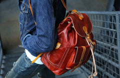 Cool Handmade Leather Mens Backpack Travel Backpacks Laptop Backpack for men - imessengerbags