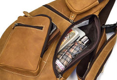 Cool Leather Chest Bag Sling CrossBody Bag Sling Travel Bag Sling Hiking Bag For Men