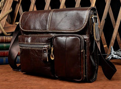 Cool Vintage Leather Mens Small Side Bag Messenger Bag Shoulder Bag for Men