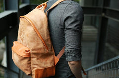 Cool Brown Leather Mens Backpacks Travel Backpacks Laptop Backpack for men