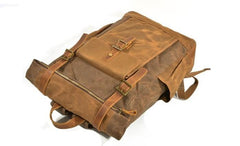 Coffee waxed canvas Laptop backpack rucksack