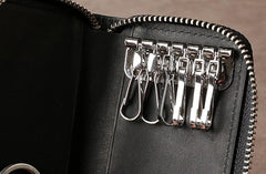 Handamde Genuine Leather Mens Cool Key Wallet Card Slim Wallet Key Holder Car Key Case for Men - imessengerbags