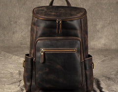 Genuine Leather Mens Cool Backpack Sling Bag Large Coffee Travel Bag Hiking Bag for men - imessengerbags