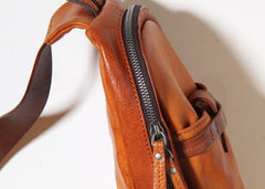 Genuine Leather Mens Cool Chest Bag Sling Bag Crossbody Bag Travel Bag Hiking Bag for men - imessengerbags