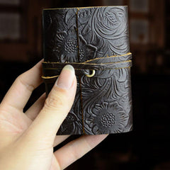 Handmade Leather Floral Mens Cool Short Wallet Card Holder Small Card Slim Wallets for Men - imessengerbags