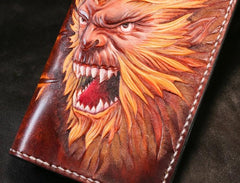Handmade Leather Men Tooled Monkey King Cool Leather Wallet Long Phone Wallets for Men