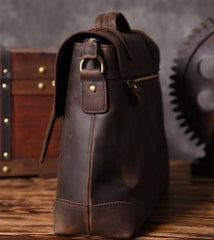 Genuine Leather Mens Cool Messenger Bag Briefcase Work Bag Business Bag for men