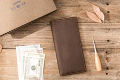 Vintage Slim long Wallets Leather Mens Tan Wallet Long Wallet for Men - imessengerbags