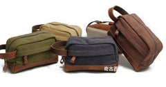 Cool Canvas Leather Mens Zipper Wristlet Bags Vintage Clutch Zipper Bags for Men