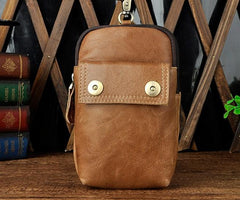 Leather Mens WAIST POUCH with Belt Loop Cell Phone Holster Belt Pouch for Men - imessengerbags