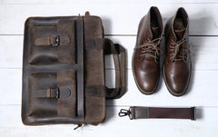 Vintage Coffee Leather Mens Briefcases Work Bag Laptop Bag Business Bag for Men - imessengerbags
