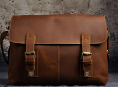 Cool Vintage Brown Leather Mens Side Bag Messenger Bag Shoulder Bag for Men