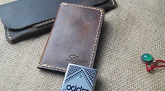 Mens Leather Slim Front Pocket Bifold Small Wallets Card Wallet for Men - imessengerbags