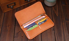 Handmade Leather Mens Clutch Wallet Cool Leather Wallet Long Phone Wallets for Men