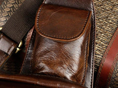Leather Mens Sling Bag One Shoulder Backpack Chest Bag Sling Backpack for men - imessengerbags