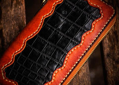 Handmade Leather Mens Chain Biker Wallet Cool Leather Wallet Long Clutch Wallets for Men - imessengerbags