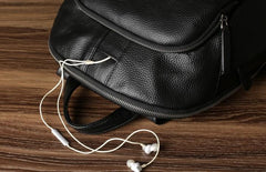 Genuine Leather Mens Cool Backpack Sling Bag Large Black Travel Bag Hiking Bag for men - imessengerbags