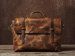 Handmade Leather Mens Cool Messenger Bag Briefcase Work Bag Business Bag Laptop Bag for men - imessengerbags
