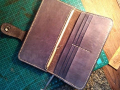 Handmade Leather Tooled Floral Mens Long Wallet Cool Long Wallet for Men - imessengerbags