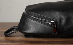 Genuine Leather Mens Cool Backpack Sling Bag Large Black Travel Bag Hiking Bag for men
