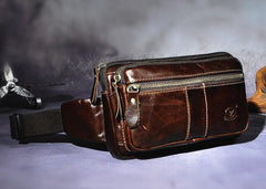 Cool Leather Mens Fanny Pack Waist Bag Hip Pack Belt Bag Bumbag for Men
