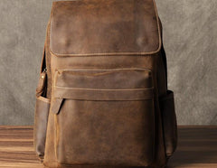 Genuine Leather Mens Cool Backpack Sling Bag Large Brown Travel Bag Hiking Bag for men - imessengerbags