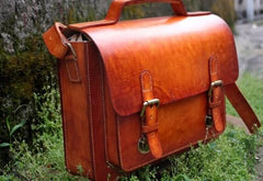 Handmade Leather Cool Mens Brown Briefcase Messenger Bag School Bag for men - imessengerbags