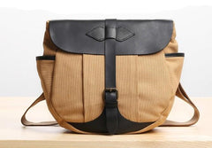 Mens Canvas Leather Saddle Side Bag Messenger Bag Canvas Shoulder Bag for Men