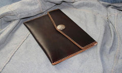 Handmade Leather Mens Large Clutch Wallet Wristlet Wallet iPad Case