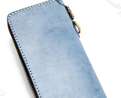 Handmade Leather Mens Chain Biker Wallet Cool Leather Wallet Long Phone Wallets for Men - imessengerbags