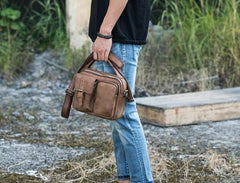 Cool Leather Small Mens Messenger Bags Small Shoulder Bags  for Men