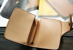 Handmade Leather Biker Wallet Mens Cool Short Chain Wallet Trucker Wallet with Chain - imessengerbags