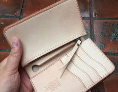 Handmade Leather Biker Wallet Mens Cool Short Chain Wallet Trucker Wallet with Chain