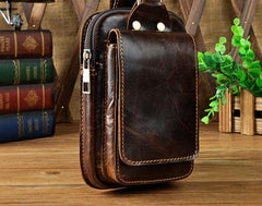 Small Mens Leather Belt Pouch Holster Belt Case Cell Phone Waist Pouch for Men - imessengerbags