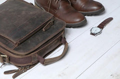 Cool Coffee Vintage Leather Mens Messenger Bags Shoulder Bag for Men