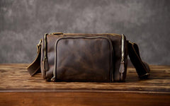 Handmade Leather Mens Cool Shoulder Bag Messenger Bag Chest Bag Bike Bag Cycling Bag for men - imessengerbags