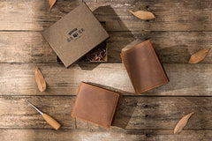 Cool Leather Vintage Mens Slim Small Wallets Zipper billfold Wallets for Men - imessengerbags