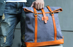 Canvas Leather Mens Backpack Travel Backpacks Laptop Backpack for men - imessengerbags