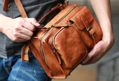 Vintage Brown Leather Mens Messenger Bag Handbag Shoulder Bag for men - imessengerbags