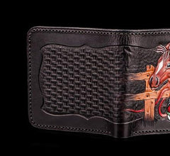 Handmade Leather Fine Horse Tooled Mens billfold Wallet Cool Leather Wallet Slim Wallet for Men - imessengerbags