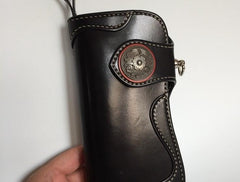 Handmade Leather Biker Wallet Mens Cool Chain Wallet Trucker Wallet with Chain