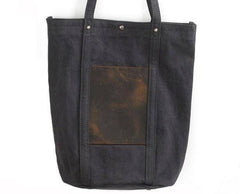 Mens Waxed Canvas Leather Tote Bag Canvas Shoulder Bag for Men - imessengerbags