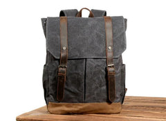 Waxed Canvas Leather Mens Backpacks Canvas Travel Backpack Canvas School Backpack for Men