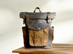 Waxed Canvas Mens Backpack Canvas Travel Backpacks Canvas School Backpack for Men