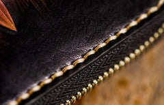 Handmade Leather Men Tooled Tiger Cool Leather Wallet Long Phone Clutch Wallets for Men - imessengerbags