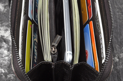 Handmade Leather Men's Zipper Long Wallet Clutch Wallet Wristlet Wallet For Men - imessengerbags