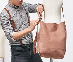 Mens Leather Cool Shoulder Tote Bag Messenger Bag Tote Side Bag for Men