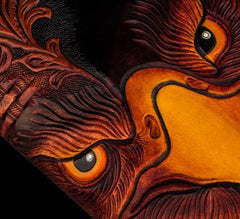Handmade Leather Men Tooled Eagle Cool Leather Wallet Long Phone Clutch Wallets for Men - imessengerbags