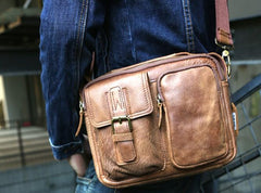 Cool Leather Mens Small Messengers Bag Shoulder Bags for Men